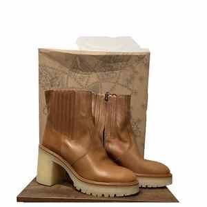 Free‎ People Sz 38 7.5 James Tan Brown Leather Chunky James Chelsea Boots